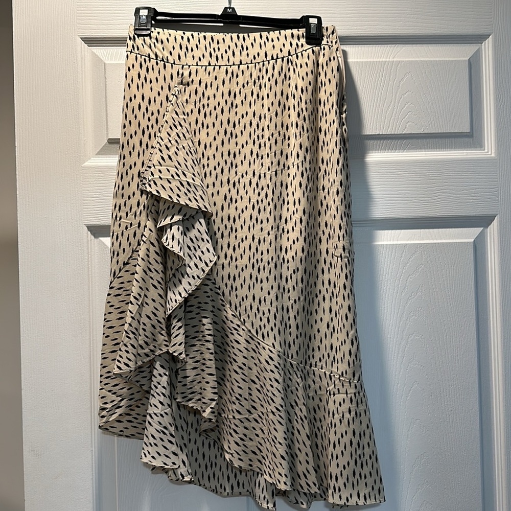 NWT Nasty Gal Ruffle Asymmetrical Abstract Midi Skirt